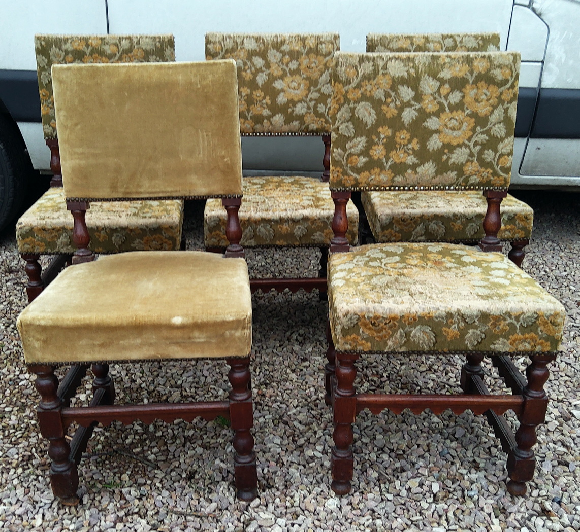 A set of 4 (+1) French Louis XIV Dining Chairs